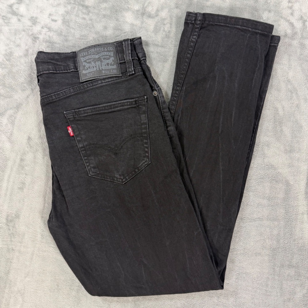 Levi's 511 Slim Fit Jeans Men's 33x32 Black WaterLess Denim Pants